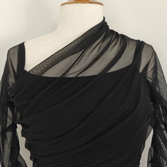 Marcella Monroe Mermaid Dress Size Small Black Stretch Mesh Evening Wedding - Picture 4 of 11